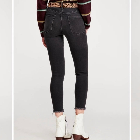 WE THE FREE Raw Hem High Rise Jeggings Black Skinny Jeans Free People Sz 24 New - Picture 5 of 16